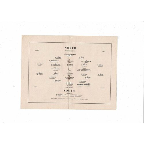 1953 North v South Schools International Trial Football Programme @ Swindon Town