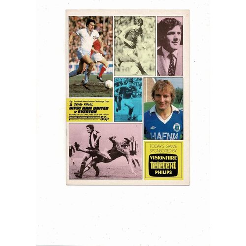 1980 West Ham United v Everton FA Cup Semi Final Football Programme @ Villa