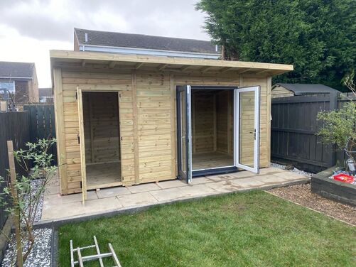 #PVC064 16x8 Pent Summer House Combi