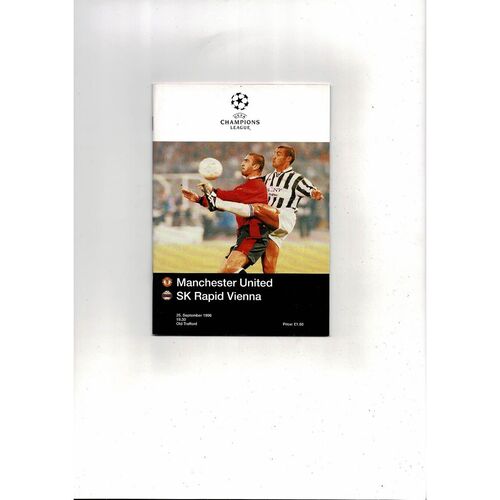 Manchester United v SK Rapid Vienna Champions League Football Programme 1996/97