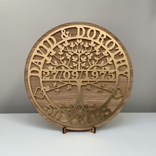 Personalised Tree of Life Anniversary Plaque – Custom Names & Date