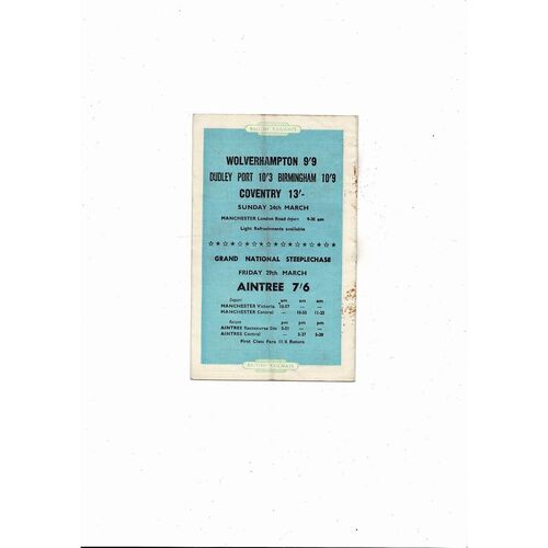 1956/57 Manchester City v Cardiff City Football Programme