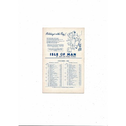 1956/57 Everton v Aston Villa Football Programme