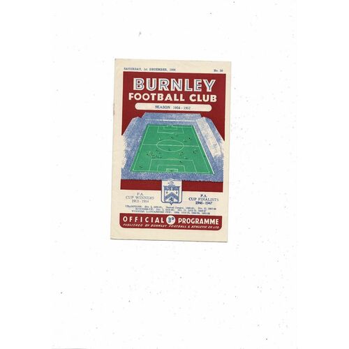 1956/57 Burnley v Charlton Athletic Football Programme