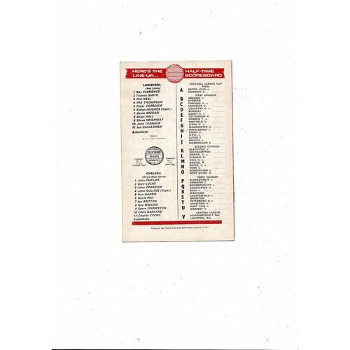 1974/75 Liverpool v Chelsea Football Programme