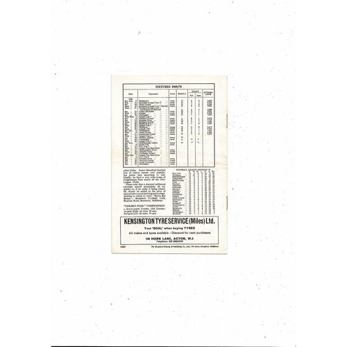 1969/70 Brentford v Oldham Athletic Football Programme