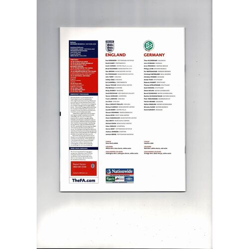 2007 England v Germany Football Programme