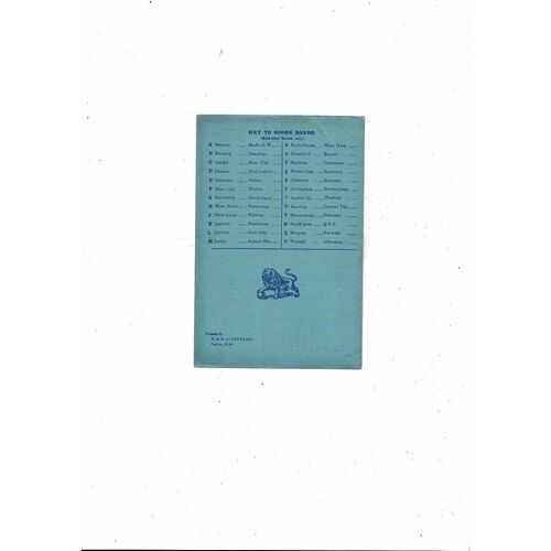 1954/55 Millwall v Bournemouth Football Programme