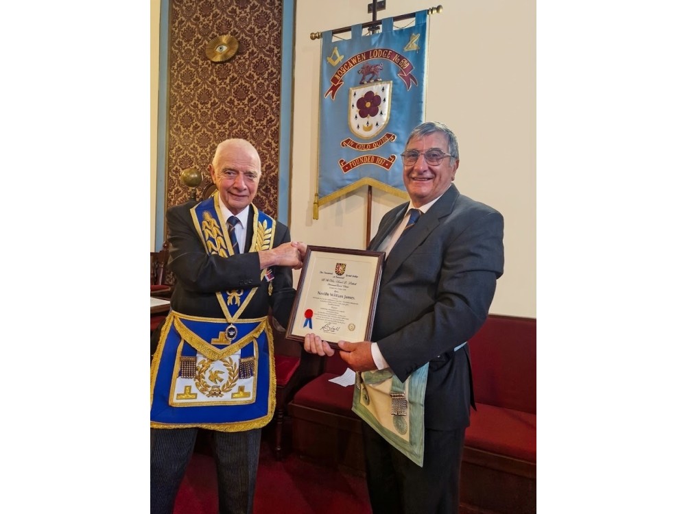 50 Years of Freemasonry for Neville William James | Provincial Grand Lodge of Cornwall | How to become a Freemason in Cornwall | Freemasonry lodges near me Cornwall  | What is Freemasonry in Cornwall UK