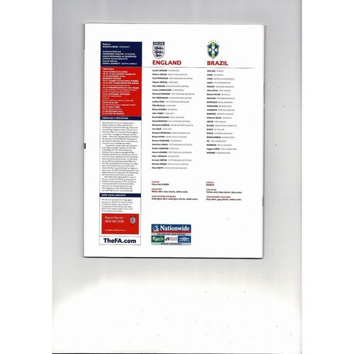 2007 England v Brazil Football Programme