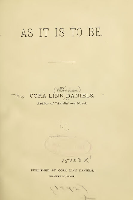 1892 | As It Is To Be