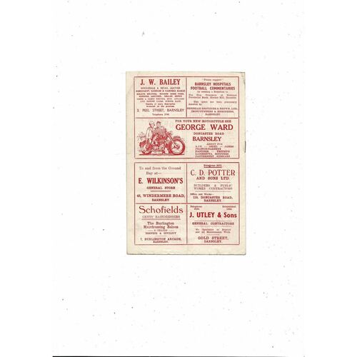 1956/57 Barnsley v Nottingham Forest FA Cup Fifth Round Football Programme