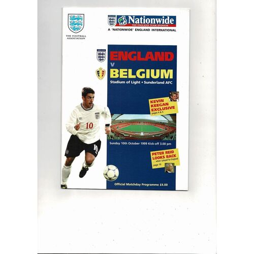 1999 England v Belgium Football Programme