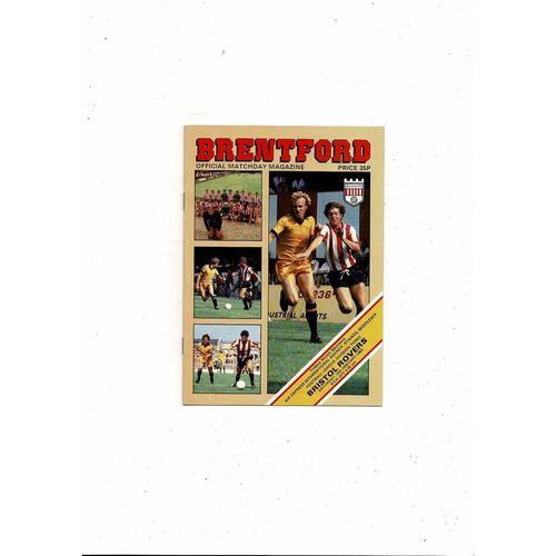 1981/82 Brentford v Bristol Rovers Football Programme
