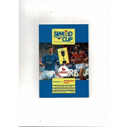 1989 Everton v Nottingham Forest Simod Cup Final Football Programme
