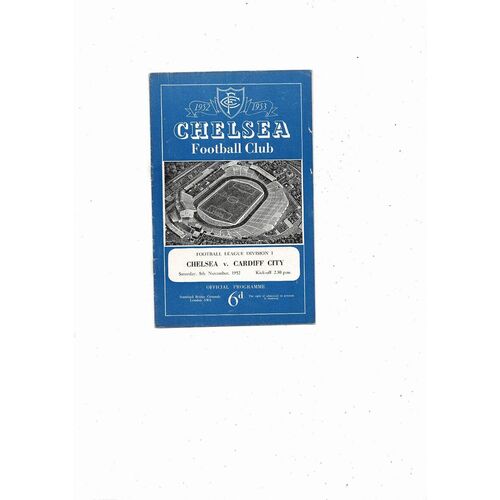 1952/53 Chelsea v Cardiff City Football Programme