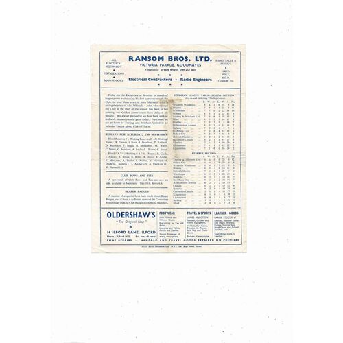 South v North Amateur International Trial Football Programme 1958 @ Ilford