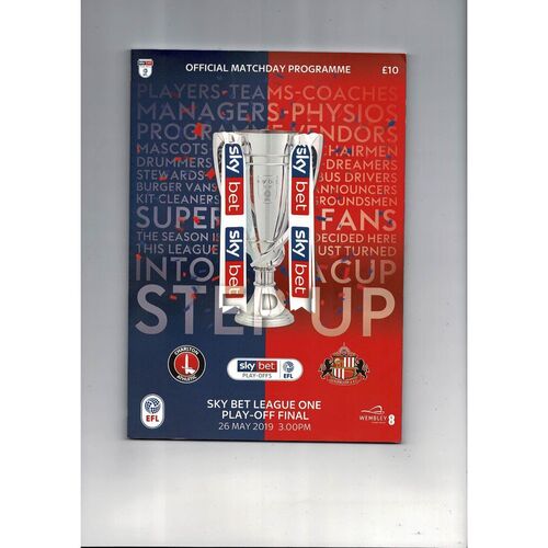 2019 Charlton Athletic v Sunderland Play Off Final League 1 Football Programme