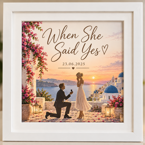 Engagement Frame, When She Said Yes Proposal Gift, Custom Engagement Keepsake
