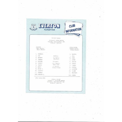 Everton v Leeds United Central League Football Programme 1981/82