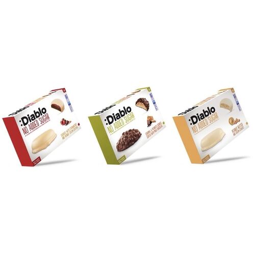 Diablo No Added Sugar Cookies Bundle - Peanut Butter, Caramel & Strawberry Flavours 3 x 100g