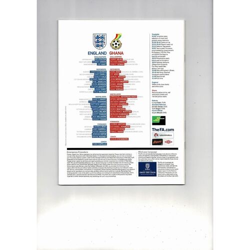 2011 England v Ghana Football Programme