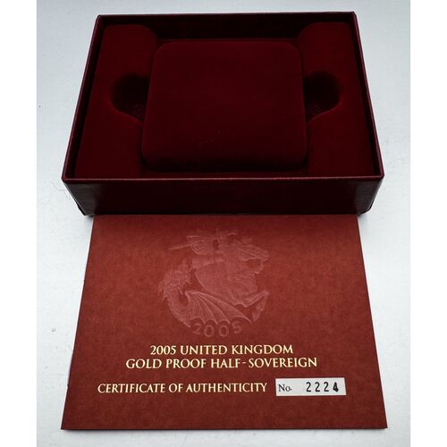 FDC 2005 gold proof half sovereign