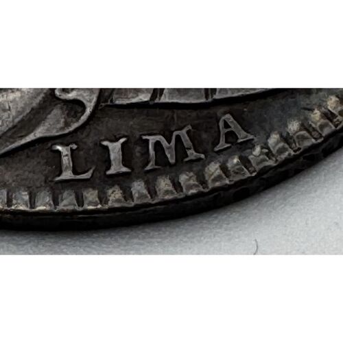 1745 George 11 Lima silver half crown coin