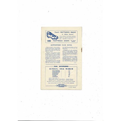 Ipswich Town v Bournemouth Football Combination Football Programme 1957/58