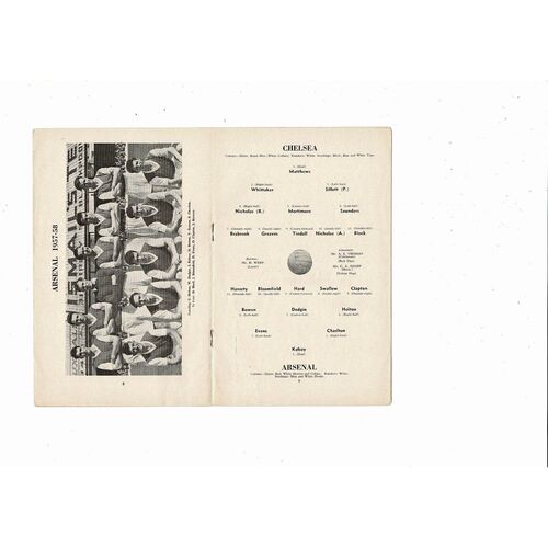 1957/58 Chelsea v Arsenal Football Programme