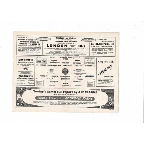 1953/54 Manchester United v Blackpool Football Programme