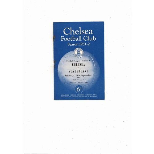 1951/52 Chelsea v Sunderland Football Programme