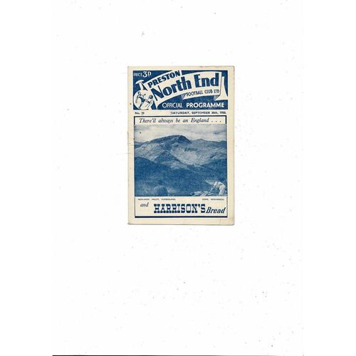 1950/51 Preston v Brentford Football Programme