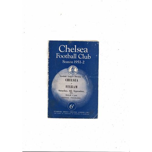 1951/52 Chelsea v Fulham Football Programme