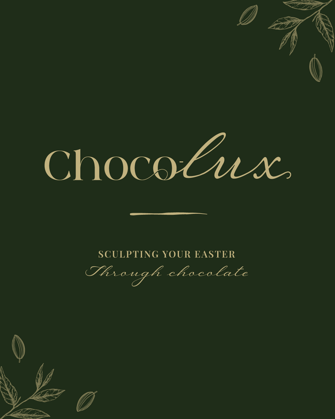 Choco-lux logo redesign by webfactory from the apprentice. Green luxury logo design for chocolate easter egg.