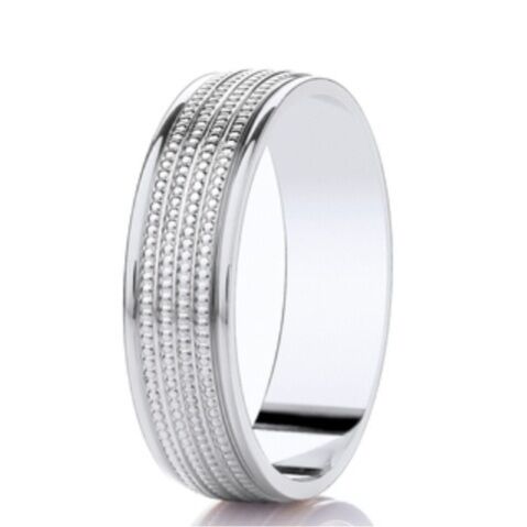 9ct 6mm DIAMOND CUT mille-grain soft court ring