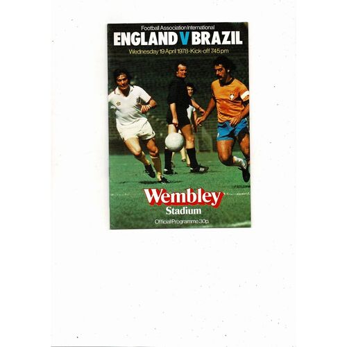 1978 England v Brazil Football Programme