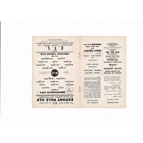 1958/59 Birmingham City v Preston Football Programme