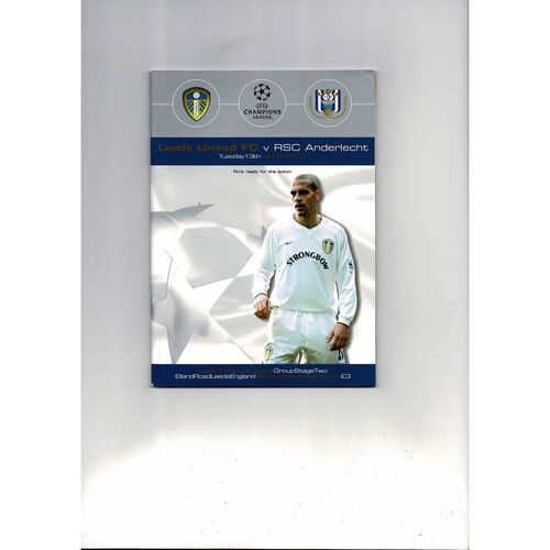 Leeds United v RSC Anderlecht Champions League Football Programme 2000/01