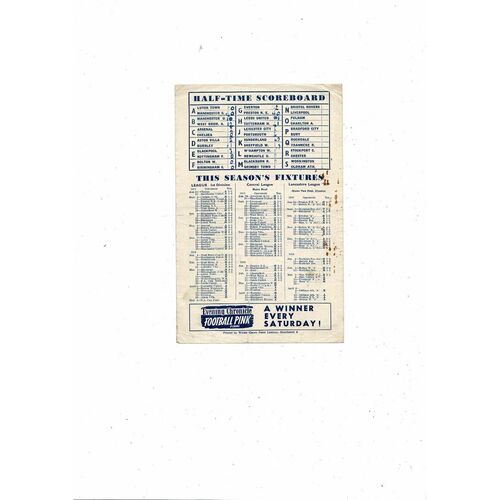 Manchester City v Wolves Central League Football Programme 1957/58