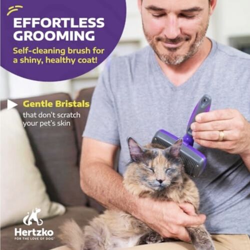 Hertzko Self-Cleaning Slicker Brush - Pet Hair Brush for Grooming