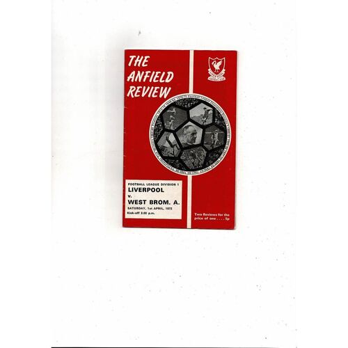 1971/72 Liverpool v West Bromwich Albion Football Programme + League Review