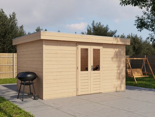4.2mtr x 3.0mtr 44mm walled Flat Roof Cabin