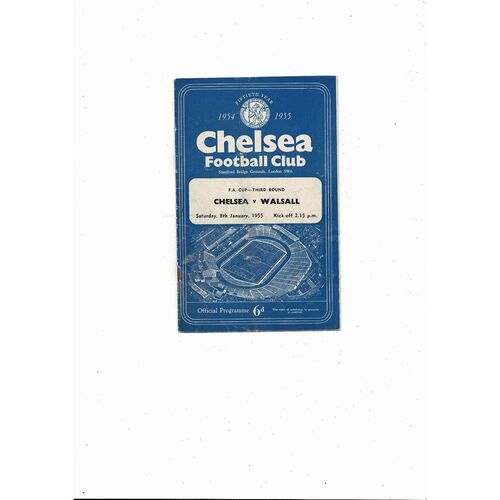 1954/55 Chelsea v Walsall Championship Season FA Cup Football Programme