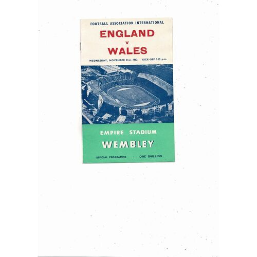 1962 England v Wales Football Programme