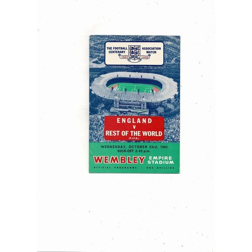 1963 England v Rest of the World Football Programme