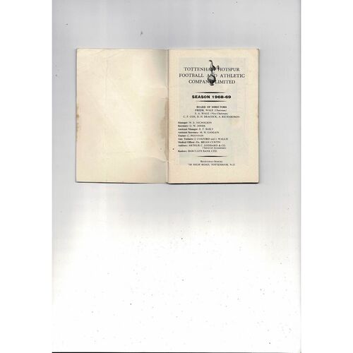 Tottenham Hotspur Football Handbook 1968/69