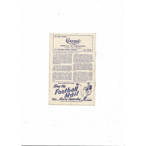 1958/59 Portsmouth v Arsenal Football Programme