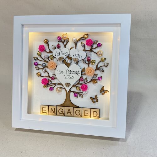Personalised Engagement Frame with Names & Date – Tree Keepsake Gift