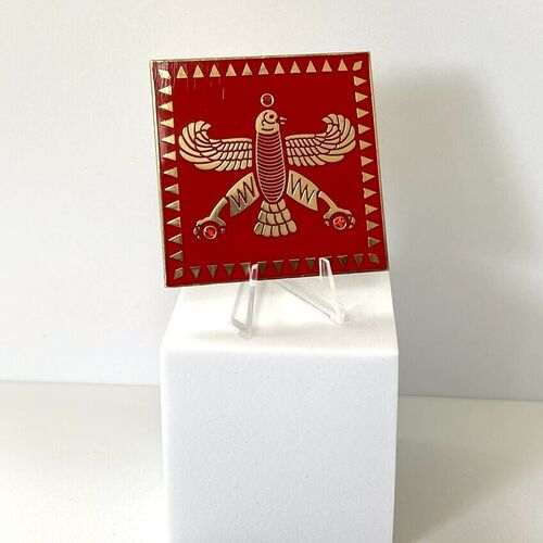 Display & Magnet Tile. The Persian Falcon. Deep Red with 3 Red stones. Original Cyrus The Great  Shahbaz.